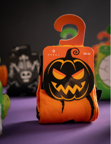 Długie - Skarpetki męskie długie halloween POMARAŃCZOWY - produkt 6