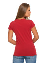 T-shirt damski bawełniany z krótkim rękawkiem jednokolorowy BORDOWY