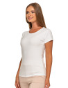 T-shirt damski bawełniany z krótkim rękawkiem jednokolorowy BIAŁY