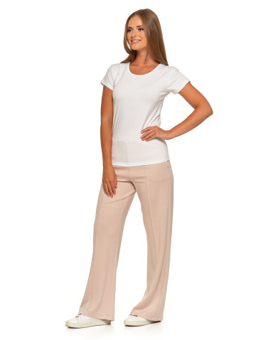 Koszulki i topy - T-shirt damski bawełniany z krótkim rękawkiem jednokolorowy BIAŁY - produkt 12