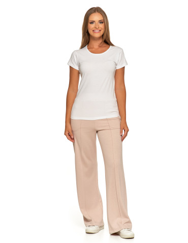 Koszulki i topy - T-shirt damski bawełniany z krótkim rękawkiem jednokolorowy BIAŁY - produkt 14