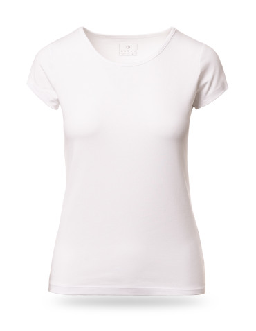 Koszulki i topy - T-shirt damski bawełniany z krótkim rękawkiem jednokolorowy BIAŁY - produkt 10