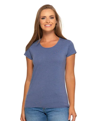 Koszulki i T-shirty - T-shirt damski bawełniany z krótkim rękawkiem jednokolorowy CIEMNY NIEBIESKI - produkt 1