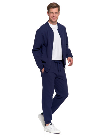 Bluzy - Bluza męska bawełniana z zamkiem GRANATOWY - produkt 7