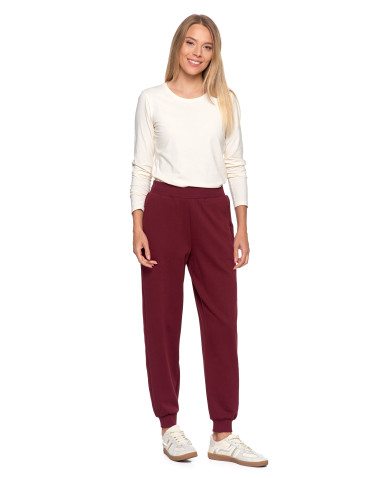 Spodnie - Damskie spodnie dresowe z bawełny BORDOWY - produkt 9
