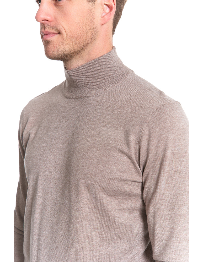 Swetry - Męski sweter z półgolfem BEŻOWY - produkt moraj.pl 4