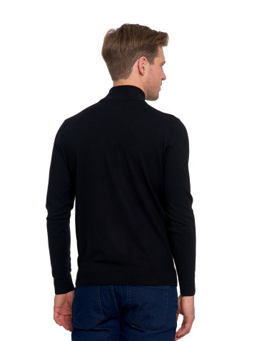 Swetry - Męski sweter z półgolfem CZARNY - produkt 1