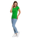 T-shirt damski bawełniany z krótkim rękawkiem jednokolorowy ZIELONY