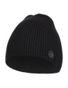 Czapka damska zimowa beanie prążkowana z naszywką CZARNY