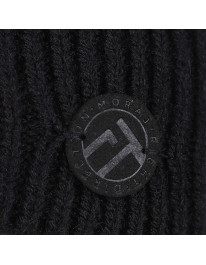 Czapka damska zimowa beanie prążkowana z naszywką