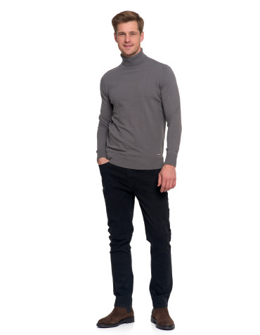 Swetry - Sweter męski golf bawełniany SZARY - produkt 8