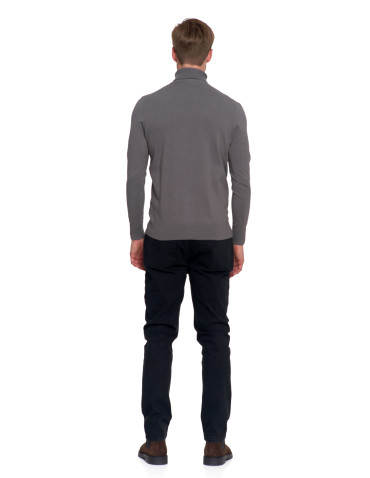 Swetry - Sweter męski golf bawełniany SZARY - produkt 7
