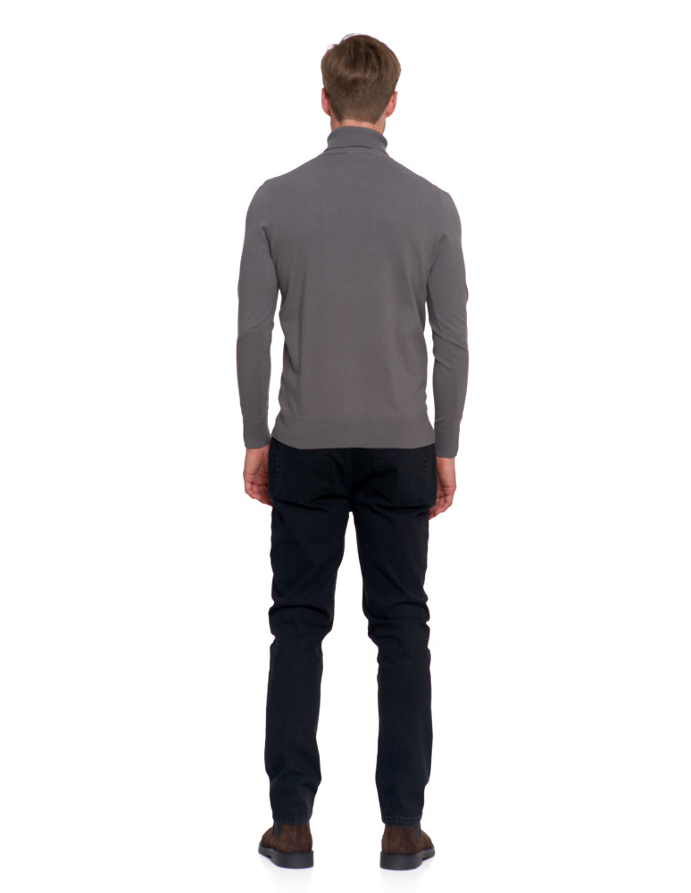 Swetry - Sweter męski golf bawełniany SZARY - produkt moraj.pl 7