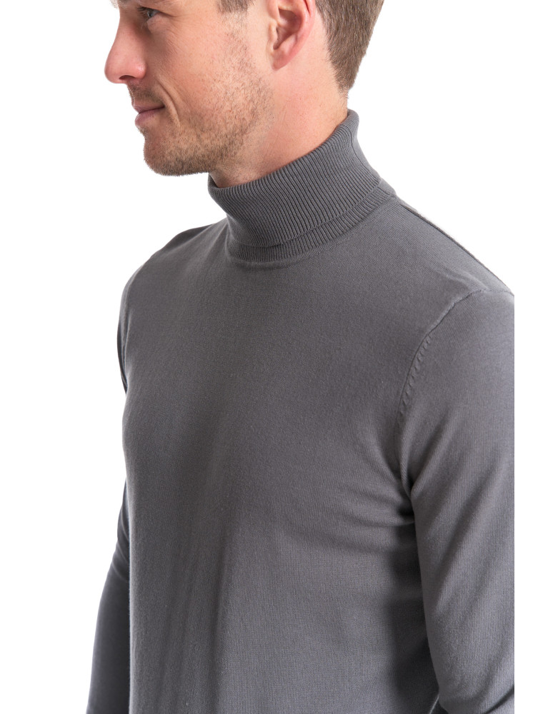 Swetry - Sweter męski golf bawełniany SZARY - produkt moraj.pl 3