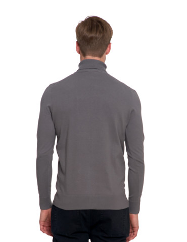 Swetry - Sweter męski golf bawełniany SZARY - produkt 2