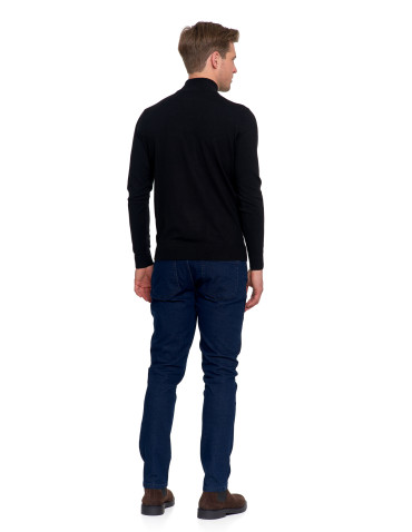Swetry - Męski sweter z półgolfem CZARNY - produkt 5