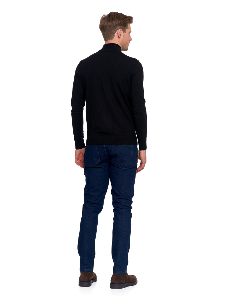 Swetry - Męski sweter z półgolfem CZARNY - produkt moraj.pl 5