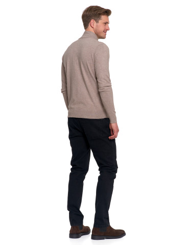 Swetry - Męski sweter z półgolfem BEŻOWY - produkt 7
