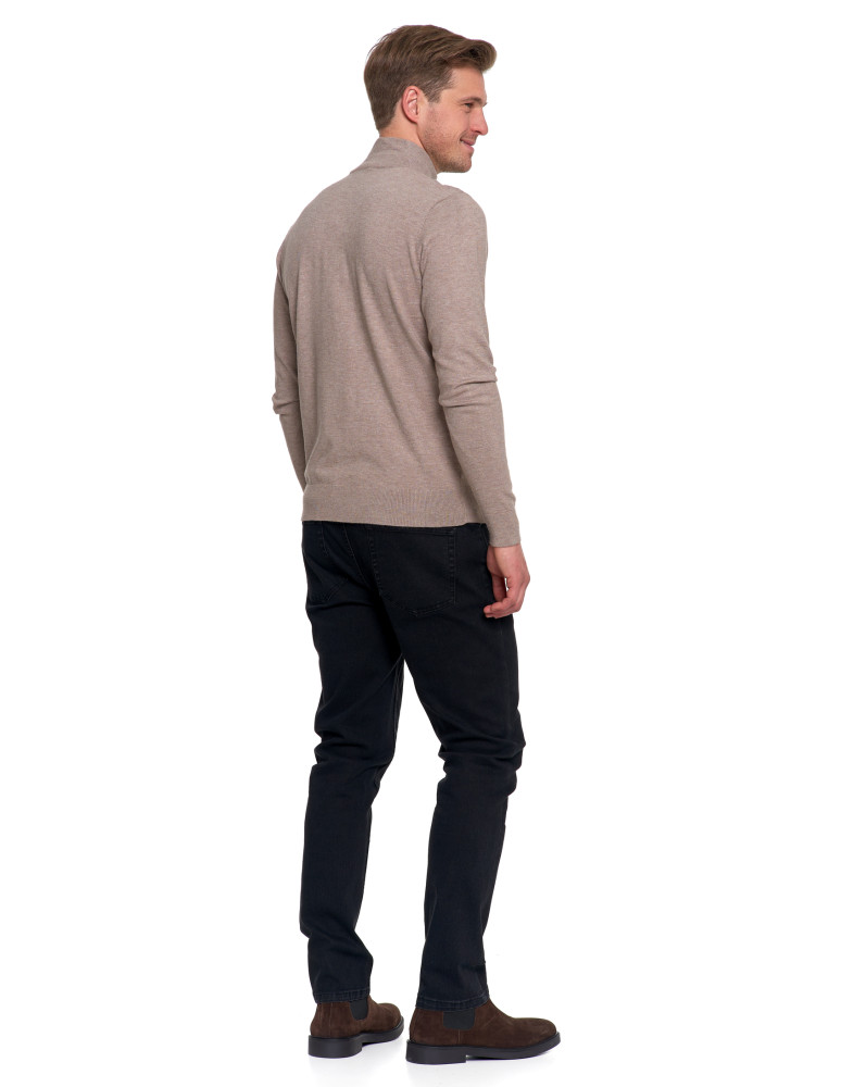 Swetry - Męski sweter z półgolfem BEŻOWY - produkt moraj.pl 7