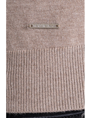 Swetry - Męski sweter z półgolfem BEŻOWY - produkt 5