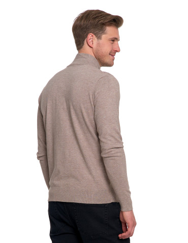 Swetry - Męski sweter z półgolfem BEŻOWY - produkt 3