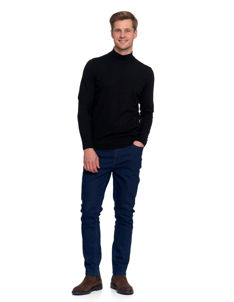 Swetry - Męski sweter z półgolfem CZARNY - produkt moraj.pl 7