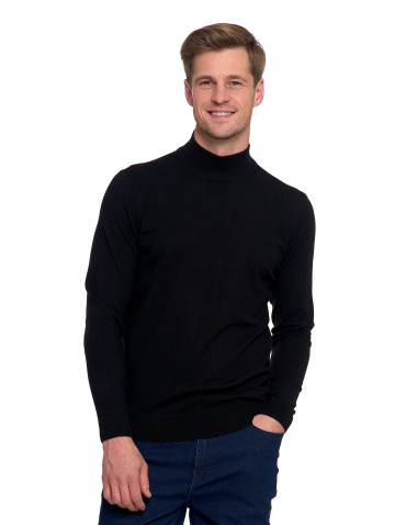 Swetry - Męski sweter z półgolfem CZARNY - produkt 6