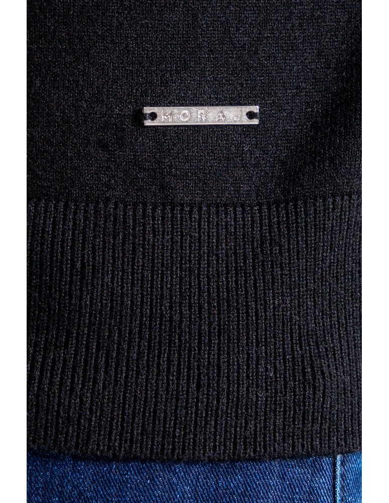Swetry - Męski sweter z półgolfem CZARNY - produkt moraj.pl 4