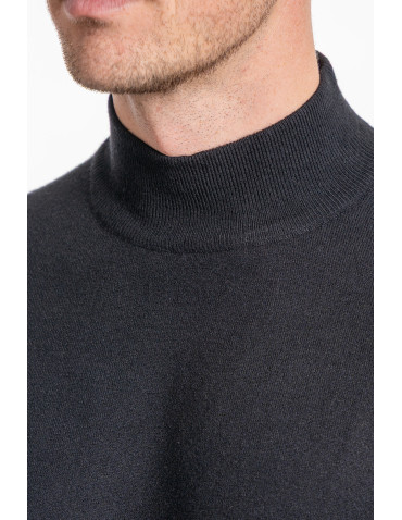 Swetry - Męski sweter z półgolfem CZARNY - produkt 3