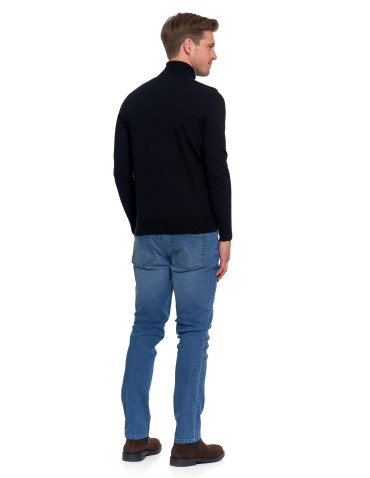 Swetry - Sweter męski golf bawełniany CZARNY - produkt 3