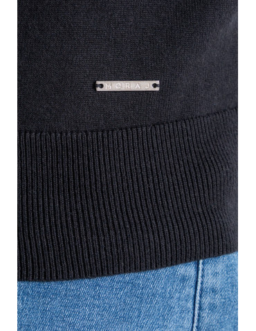 Swetry - Sweter męski golf bawełniany CZARNY - produkt 6