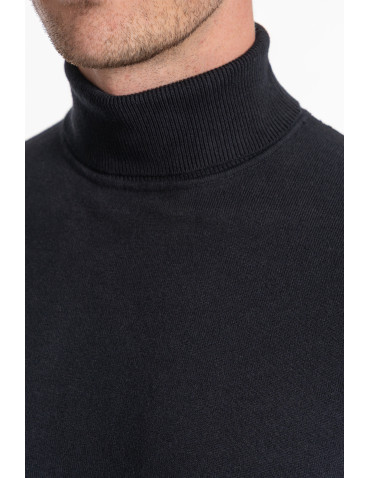 Swetry - Sweter męski golf bawełniany CZARNY - produkt 7