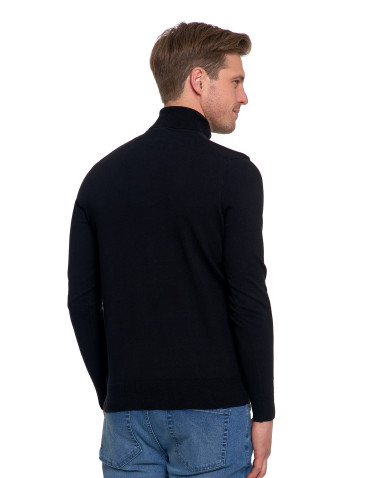Swetry - Sweter męski golf bawełniany CZARNY - produkt 8