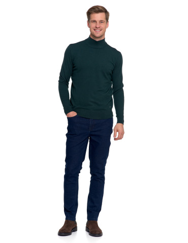 Swetry - Męski sweter z półgolfem CIEMNY ZIELONY - produkt 8