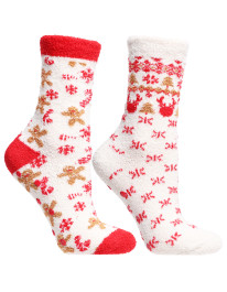 Ciepłe skarpety damskie długie w świąteczne wzory 2-pak - produkt 2