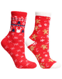 Ciepłe skarpety damskie długie w świąteczne wzory 2-pak