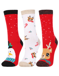 Świąteczne skarpety damskie długie 3-pak
