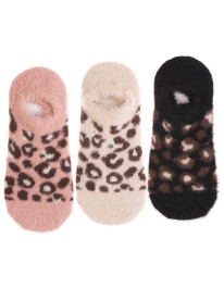 Ciepłe skarpety niskie stopki damskie w panterkę 3-pak