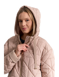 Kurtka damska pikowana z kapturem i mankietami z polaru - produkt 2