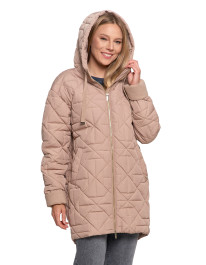 Kurtka damska pikowana z kapturem i mankietami z polaru