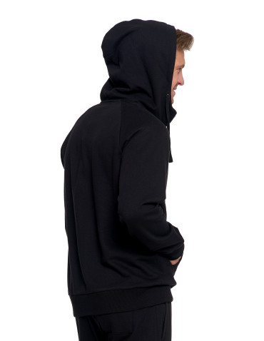 Bluzy - Bluza dresowa męska klasyczna rozpinana CZARNY - produkt 2