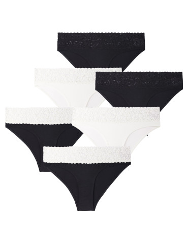 Figi - Majtki damskie figi bikini z wiskozy z koronka 6-pak WIELOKOLOROWY - produkt 1