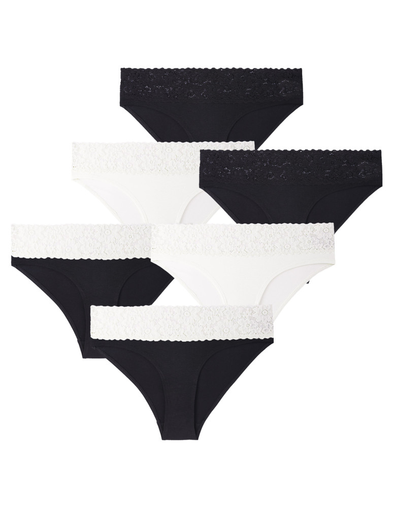 Figi - Majtki damskie figi bikini z wiskozy z koronka 6-pak WIELOKOLOROWY - produkt moraj.pl 1