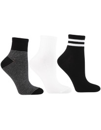 Skarpety damskie za kostkę bawełniane z paskami 3-pak