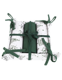 Zestaw ręczników kuchennych świątecznych w prezentowym koszyku 3-pak  - produkt 2