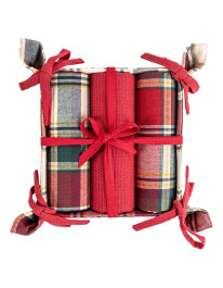 Zestaw świątecznych ściereczek kuchennych w koszyczku 3-pak