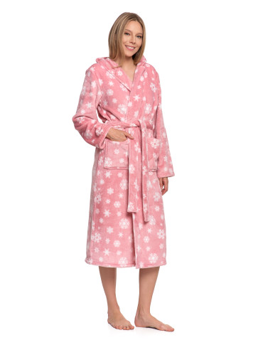 Szlafrok ciepły damski długi z kapturem