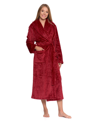 Ciepły szlafrok damski długi z tłoczonym wzorem