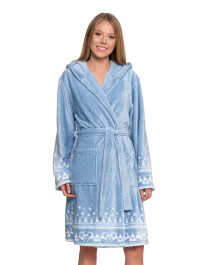 Ciepły szlafrok damski krótki w skandynawski wzór