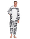Onesie piżama jednoczęściowa unisex w zebrę CZARNY